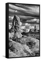 Turret Arch and La Sal Mountains at Sunset with Clouds, Utah, Arches National Park-Judith Zimmerman-Framed Stretched Canvas