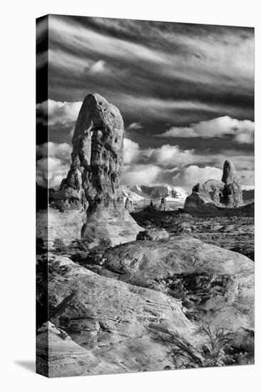 Turret Arch and La Sal Mountains at Sunset with Clouds, Utah, Arches National Park-Judith Zimmerman-Stretched Canvas