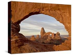 Turret Arch Through North Window at Dawn, Arches National Park, Utah, USA-James Hager-Stretched Canvas