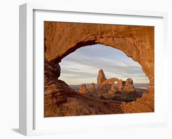 Turret Arch Through North Window at Dawn, Arches National Park, Utah, USA-James Hager-Framed Photographic Print