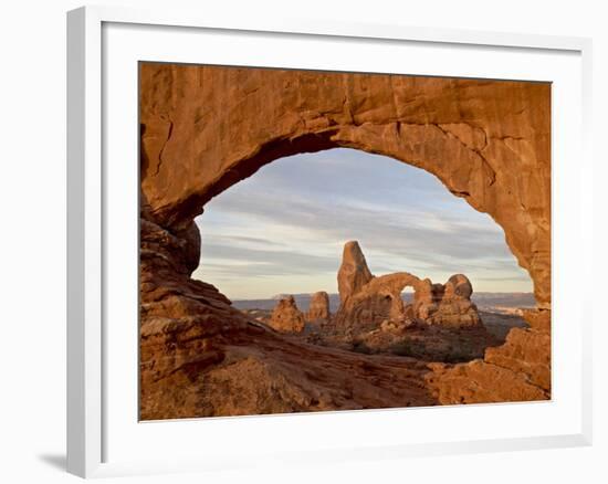 Turret Arch Through North Window at Dawn, Arches National Park, Utah, USA-James Hager-Framed Photographic Print