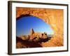 Turret Arch Through North Window at Sunrise, Arches National Park, Moab, Utah, USA-Lee Frost-Framed Photographic Print