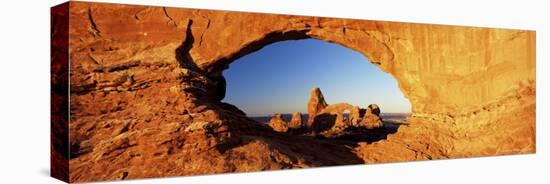 Turret Arch Through North Window at Sunrise, Arches National Park, Moab, Utah, USA-Lee Frost-Stretched Canvas