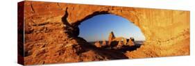 Turret Arch Through North Window at Sunrise, Arches National Park, Moab, Utah, USA-Lee Frost-Stretched Canvas