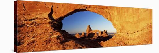 Turret Arch Through North Window at Sunrise, Arches National Park, Moab, Utah, USA-Lee Frost-Stretched Canvas