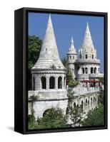 Turrets of Fishermen's Bastion (Halaszbastya), Buda, Budapest, Hungary, Europe-Stuart Black-Framed Stretched Canvas