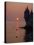 Turrets of the 16th Century Belem Tower Silhouetted in the Sunset, in Lisbon, Portugal, Europe-Westwater Nedra-Stretched Canvas