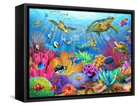 Turtle Coral Reef-Adrian Chesterman-Framed Stretched Canvas