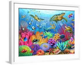 Turtle Coral Reef-Adrian Chesterman-Framed Art Print