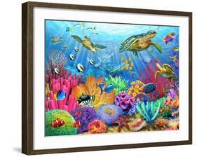 Turtle Coral Reef-Adrian Chesterman-Framed Art Print