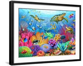 Turtle Coral Reef-Adrian Chesterman-Framed Art Print