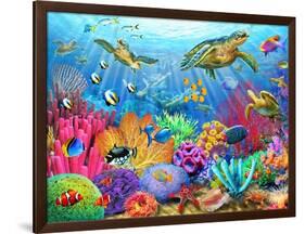 Turtle Coral Reef-Adrian Chesterman-Framed Art Print