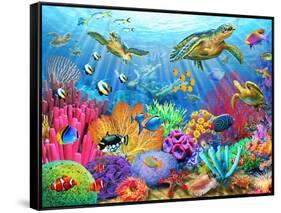Turtle Coral Reef-Adrian Chesterman-Framed Stretched Canvas