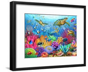 Turtle Coral Reef-Adrian Chesterman-Framed Art Print