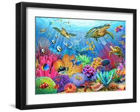 Turtle Coral Reef-Adrian Chesterman-Framed Art Print