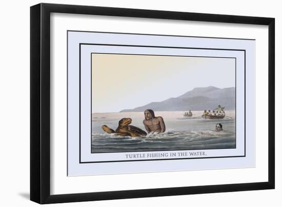 Turtle Fishing in the Water-J.h. Clark-Framed Premium Giclee Print