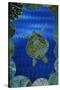 Turtle on Blue-null-Stretched Canvas