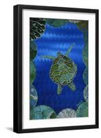 Turtle on Blue-null-Framed Art Print