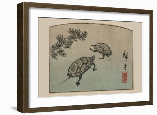 Turtles (Kame)-Ando Hiroshige-Framed Art Print