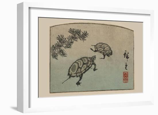 Turtles (Kame)-Ando Hiroshige-Framed Art Print