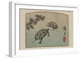 Turtles (Kame)-Ando Hiroshige-Framed Art Print