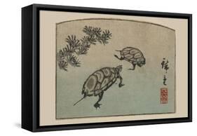 Turtles (Kame)-Ando Hiroshige-Framed Stretched Canvas