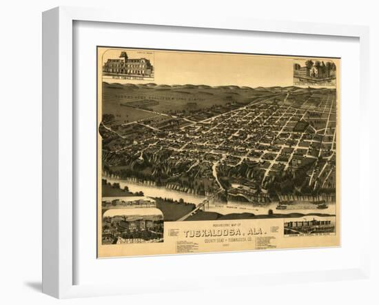 Tuscaloosa, Alabama - Panoramic Map-Lantern Press-Framed Art Print