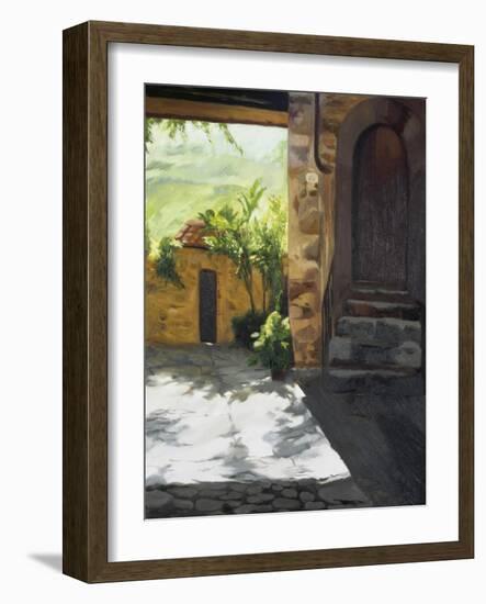 Tuscan Courtyard, Early Evening-Helen J. Vaughn-Framed Giclee Print