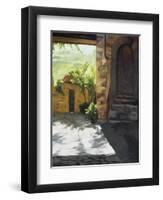 Tuscan Courtyard, Early Evening-Helen J. Vaughn-Framed Giclee Print