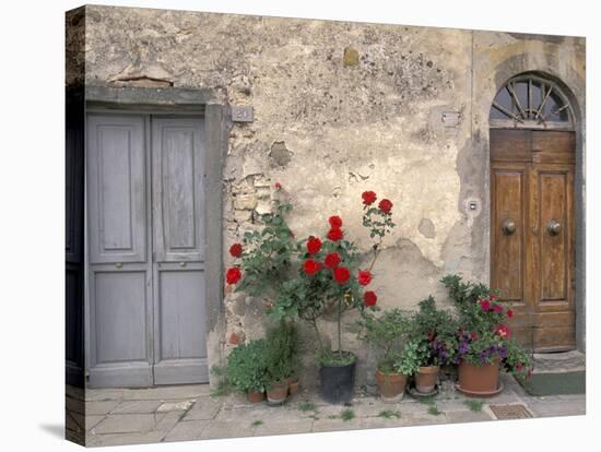 Tuscan Doorway in Castellina in Chianti, Italy-Walter Bibikow-Stretched Canvas