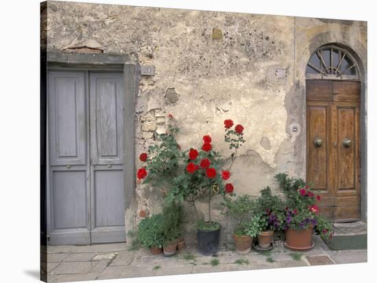 Tuscan Doorway in Castellina in Chianti, Italy-Walter Bibikow-Stretched Canvas