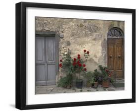 Tuscan Doorway in Castellina in Chianti, Italy-Walter Bibikow-Framed Premium Photographic Print