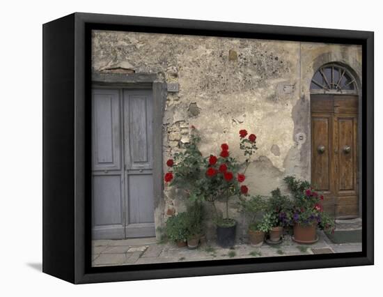 Tuscan Doorway in Castellina in Chianti, Italy-Walter Bibikow-Framed Stretched Canvas