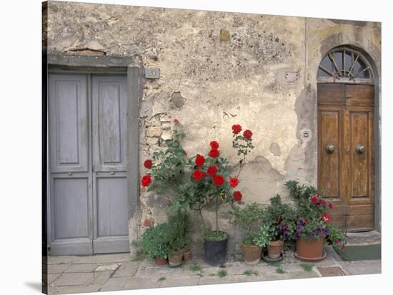 Tuscan Doorway in Castellina in Chianti, Italy-Walter Bibikow-Stretched Canvas