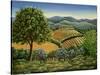 Tuscan Hilltop Village, 1990-Liz Wright-Stretched Canvas