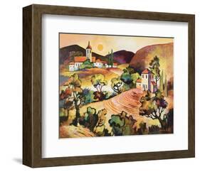 Tuscan Landscape 1-Warren Cullar-Framed Art Print