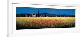 Tuscan Panorama, Poppies-David Short-Framed Premium Giclee Print