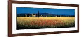 Tuscan Panorama, Poppies-David Short-Framed Premium Giclee Print