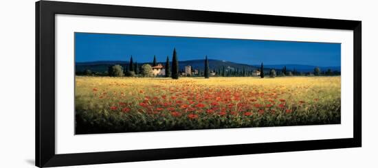 Tuscan Panorama, Poppies-David Short-Framed Premium Giclee Print