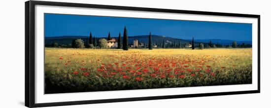 Tuscan Panorama, Poppies-David Short-Framed Premium Giclee Print