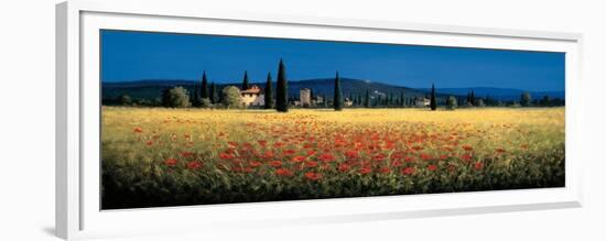 Tuscan Panorama, Poppies-David Short-Framed Premium Giclee Print