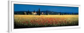 Tuscan Panorama, Poppies-David Short-Framed Premium Giclee Print