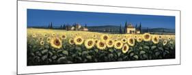 Tuscan Panorama, Sunflowers-David Short-Mounted Giclee Print