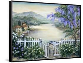 Tuscan Pond and Wisteria-Marilyn Dunlap-Framed Stretched Canvas