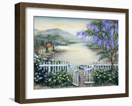 Tuscan Pond and Wisteria-Marilyn Dunlap-Framed Art Print