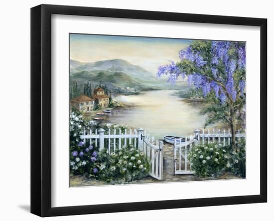 Tuscan Pond and Wisteria-Marilyn Dunlap-Framed Art Print