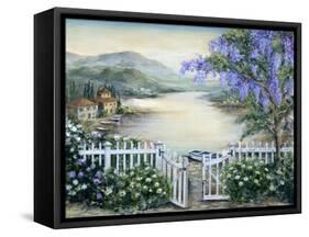 Tuscan Pond and Wisteria-Marilyn Dunlap-Framed Stretched Canvas