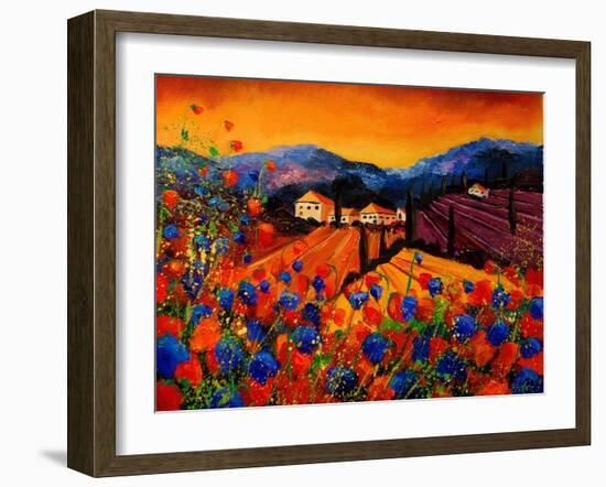 Tuscan Poppies-Pol Ledent-Framed Art Print