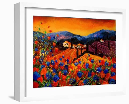 Tuscan Poppies-Pol Ledent-Framed Art Print