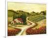 Tuscan Road With Poppies-Marilyn Dunlap-Framed Art Print